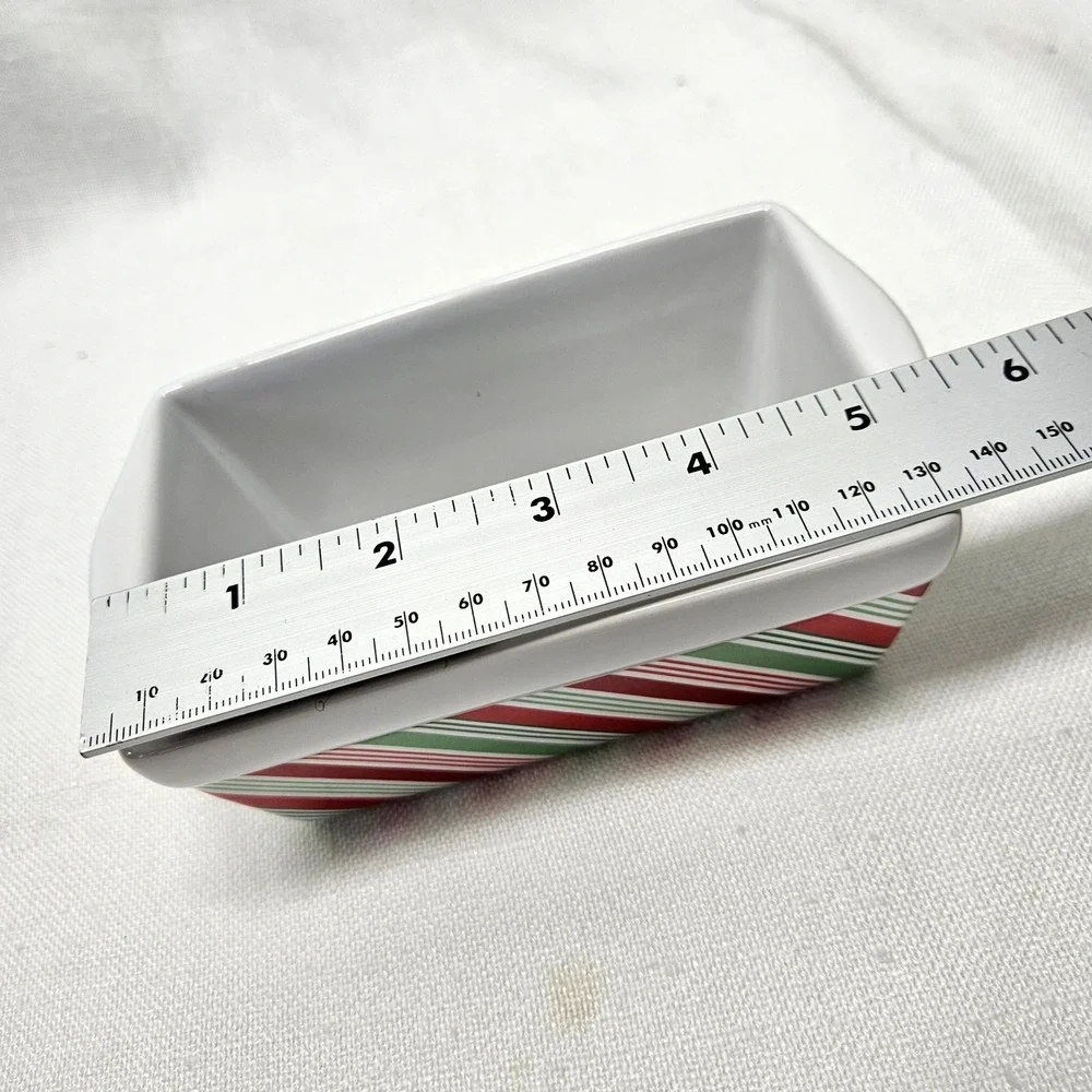 Holiday Mini Loaf Pan Set of 4 Mini Multicolor Ceramic Christmas Decor baking‎
